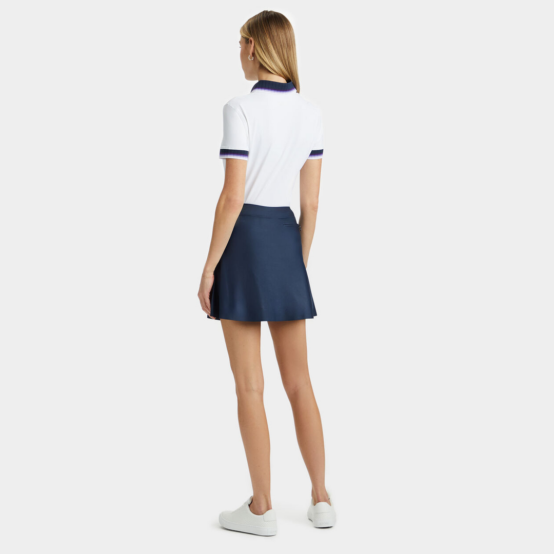G/FORE WOMEN'S CONTRAST COLLAR SILKY TECH NYLON POLO - SNOW