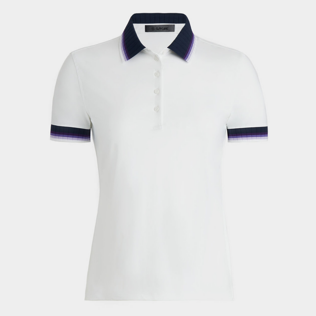 G/FORE WOMEN'S CONTRAST COLLAR SILKY TECH NYLON POLO - SNOW