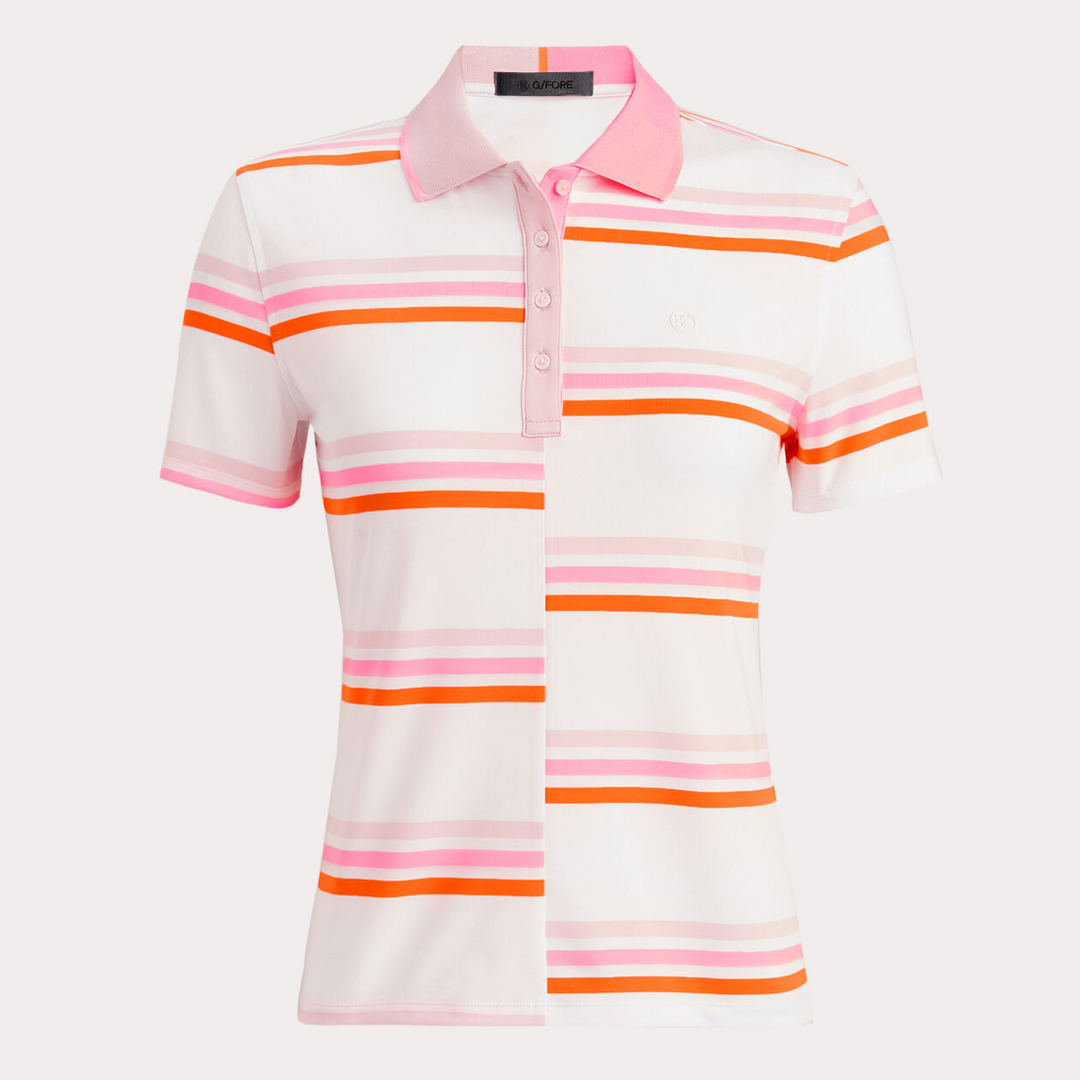 G/FORE WOMENS OFFSET GRADIENT STRIPE TECH JERSEY POLO - BLUSH