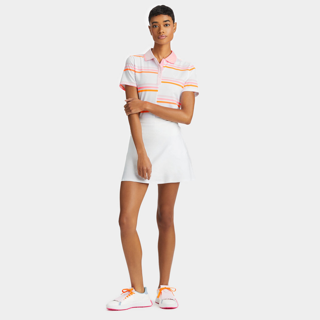 G/FORE WOMENS OFFSET GRADIENT STRIPE TECH JERSEY POLO - BLUSH