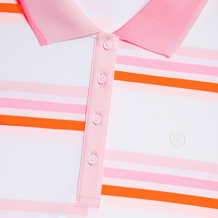 G/FORE WOMENS OFFSET GRADIENT STRIPE TECH JERSEY POLO - BLUSH