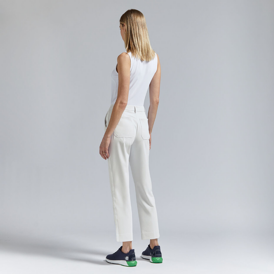 G/FORE WOMENS RIB COLLAR TECH PIQUÉ SLEEVELESS POLO - SNOW
