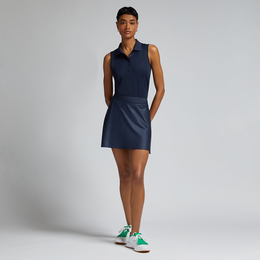G/FORE WOMENS RIB COLLAR TECH PIQUÉ SLEEVELESS POLO - TWILIGHT