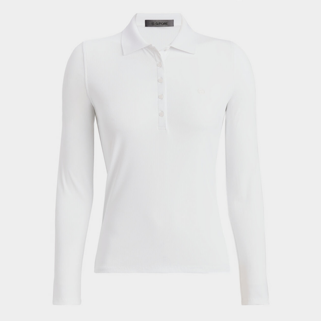 G/FORE WOMEN'S LTD EDITION TECH NYLON RIB LONG SLEEVE POLO - SNOW