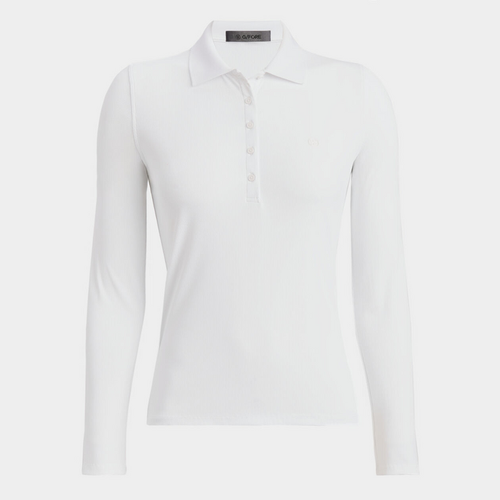 G/FORE WOMEN'S LTD EDITION TECH NYLON RIB LONG SLEEVE POLO - SNOW
