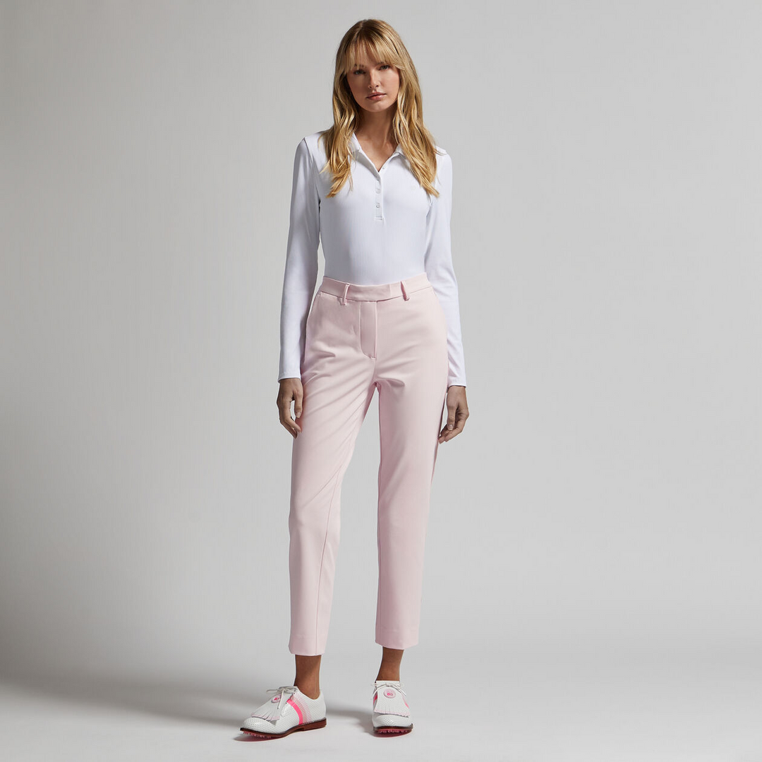 G/FORE WOMEN'S LTD EDITION TECH NYLON RIB LONG SLEEVE POLO - SNOW