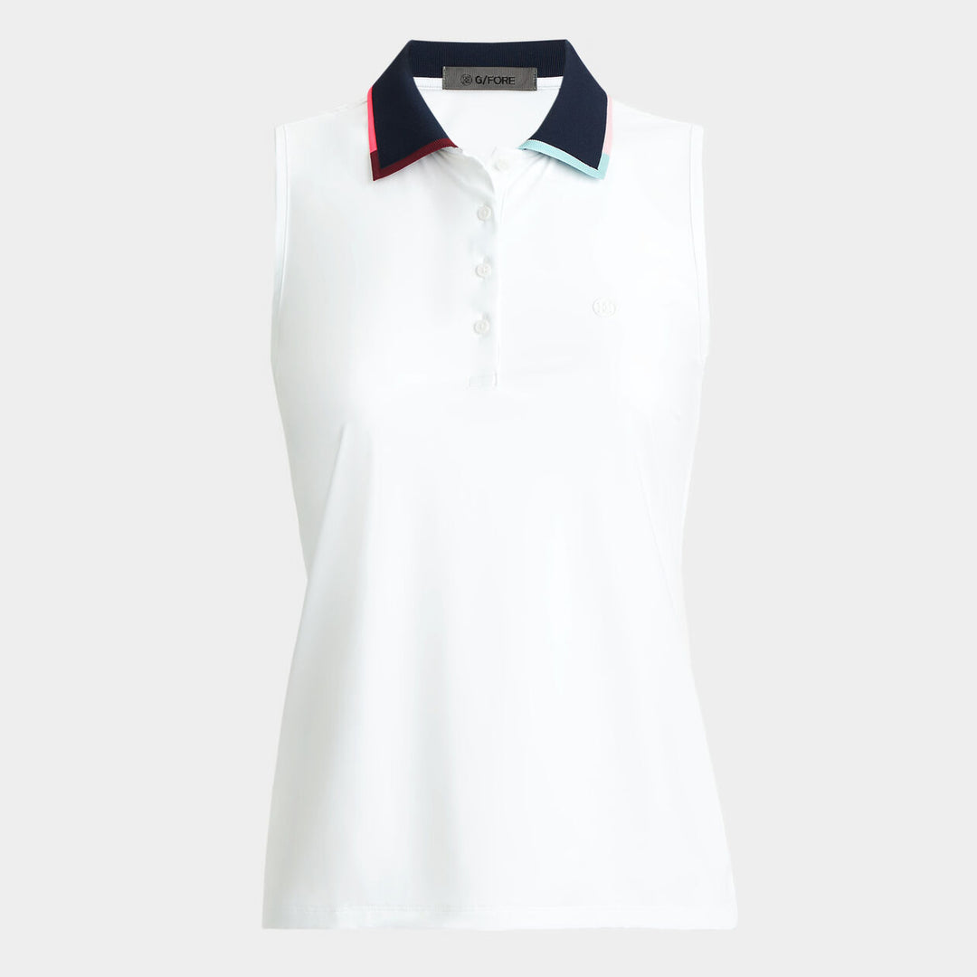 G/FORE WOMENS SILKY TECH NYLON SLEEVELESS POLO - SNOW