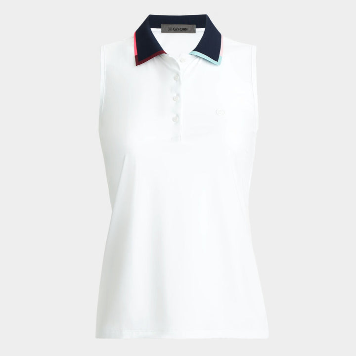 G/FORE WOMENS SILKY TECH NYLON SLEEVELESS POLO - SNOW