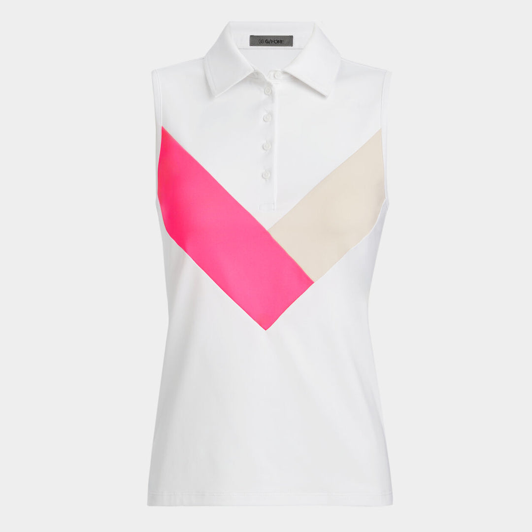 G/FORE WOMEN'S MULTI V TECH JERSEY SLEEVELESS POLO - KNOCKOUT PINK