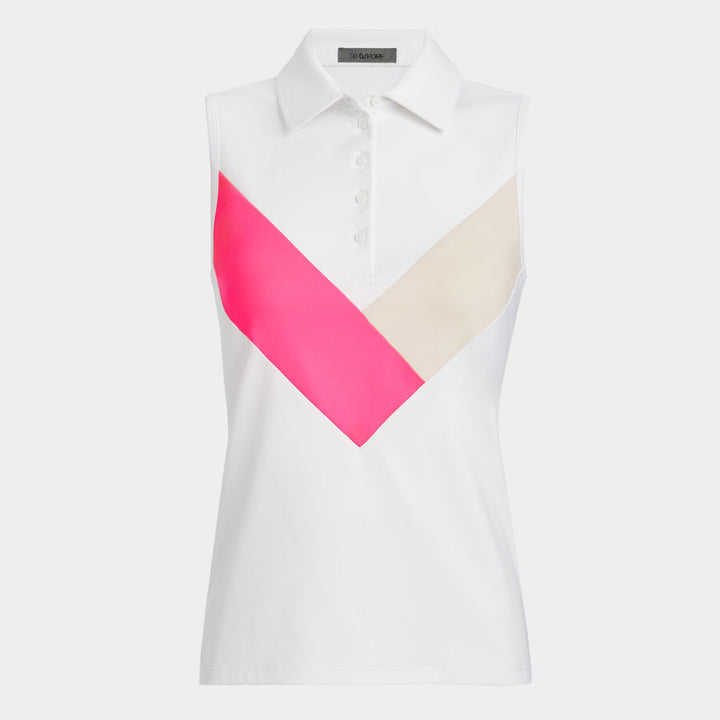 G/FORE WOMEN'S MULTI V TECH JERSEY SLEEVELESS POLO - KNOCKOUT PINK
