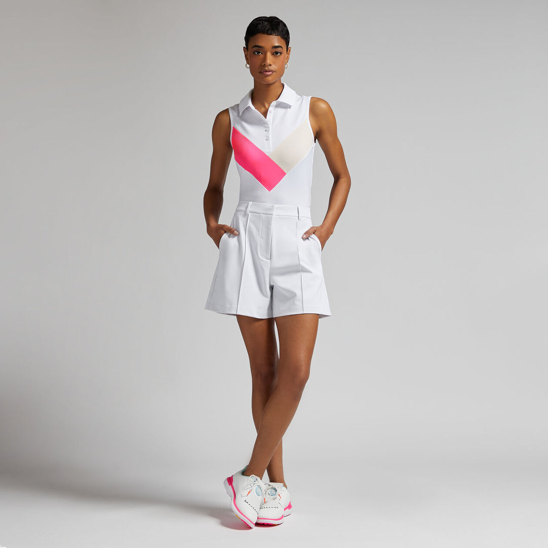 G/FORE WOMEN'S MULTI V TECH JERSEY SLEEVELESS POLO - KNOCKOUT PINK