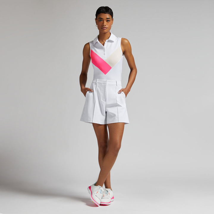 G/FORE WOMEN'S MULTI V TECH JERSEY SLEEVELESS POLO - KNOCKOUT PINK
