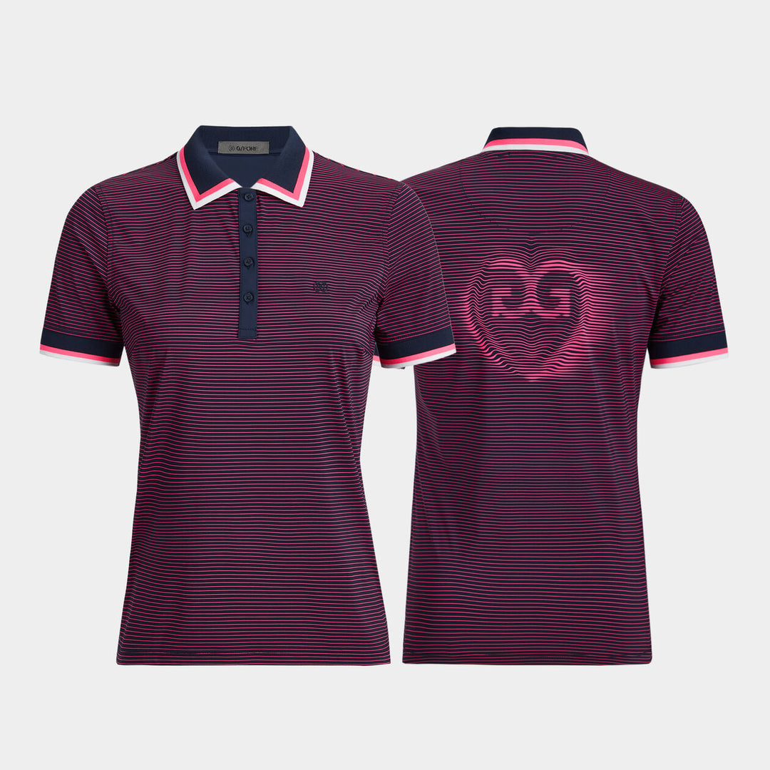 G/FORE WOMENS GLITCH HEART G'S SILKY TECH NYLON POLO - TWILIGHT