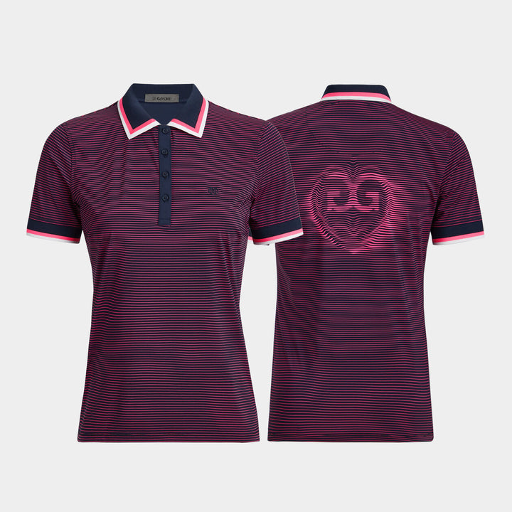 G/FORE WOMENS GLITCH HEART G'S SILKY TECH NYLON POLO - TWILIGHT