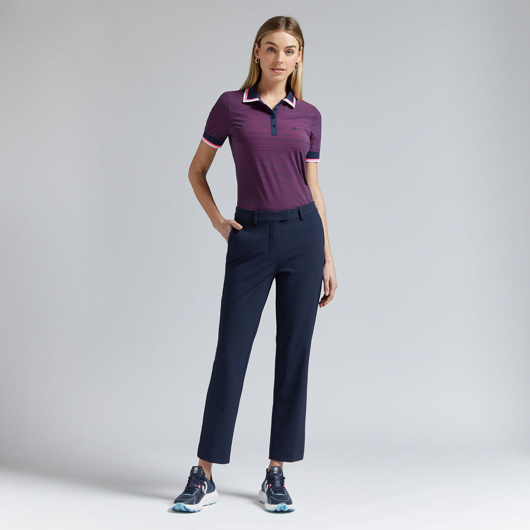 G/FORE WOMENS GLITCH HEART G'S SILKY TECH NYLON POLO - TWILIGHT