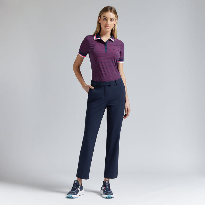 G/FORE WOMENS GLITCH HEART G'S SILKY TECH NYLON POLO - TWILIGHT