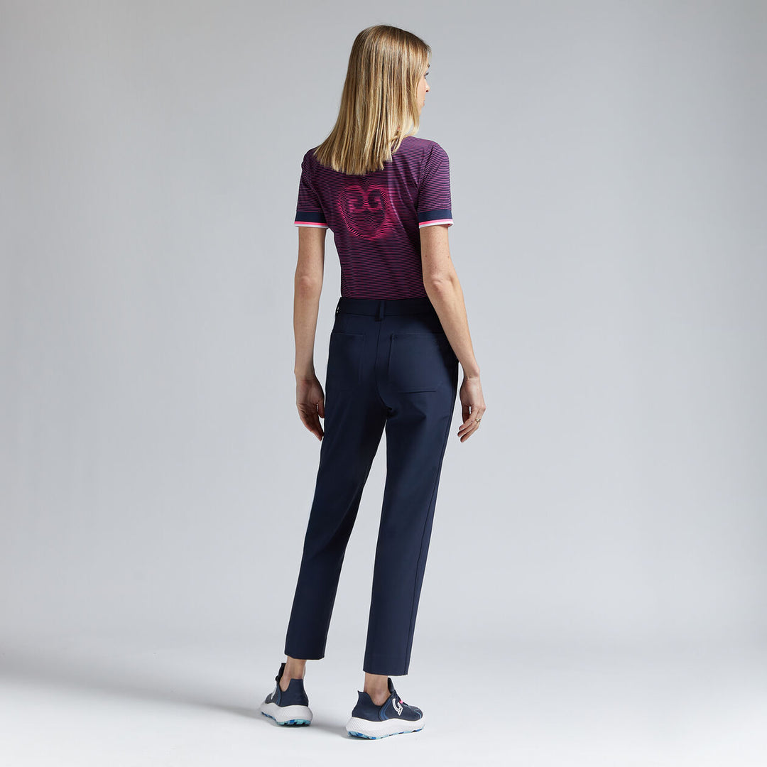 G/FORE WOMENS GLITCH HEART G'S SILKY TECH NYLON POLO - TWILIGHT