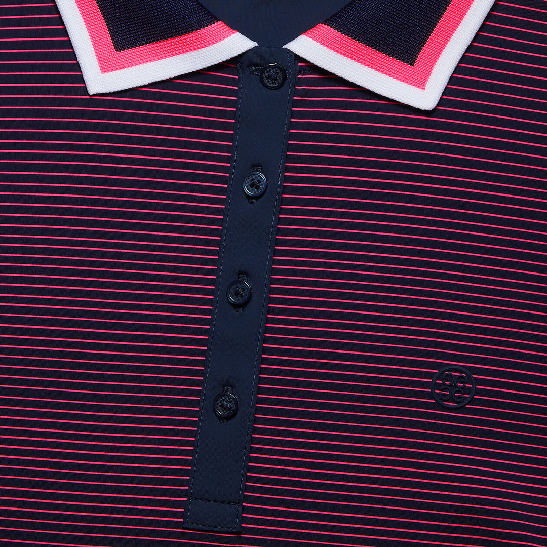 G/FORE WOMENS GLITCH HEART G'S SILKY TECH NYLON POLO - TWILIGHT