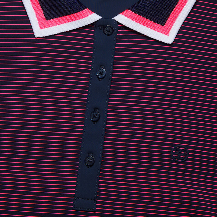G/FORE WOMENS GLITCH HEART G'S SILKY TECH NYLON POLO - TWILIGHT