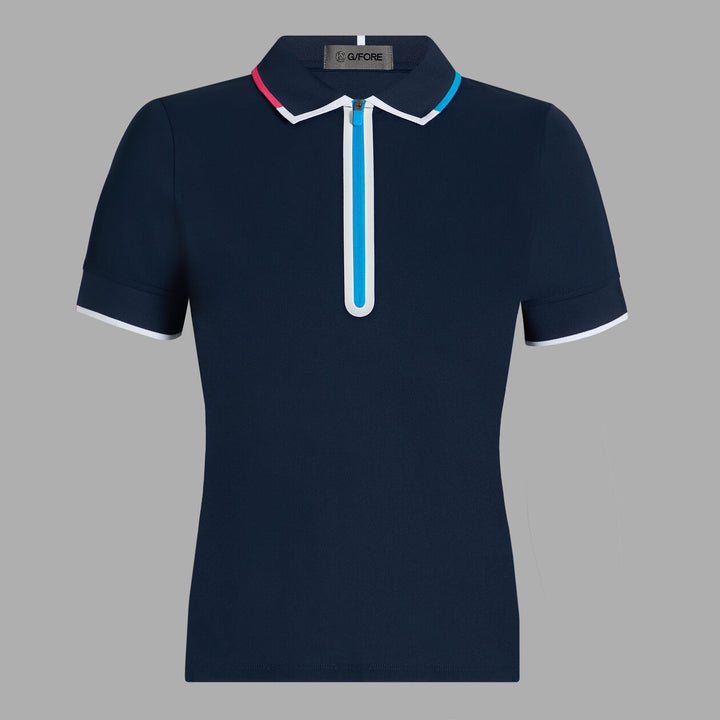 G/FORE WOMENS TECH PIQUÉ QUARTER ZIP PERFORMANCE POLO - TWILIGHT