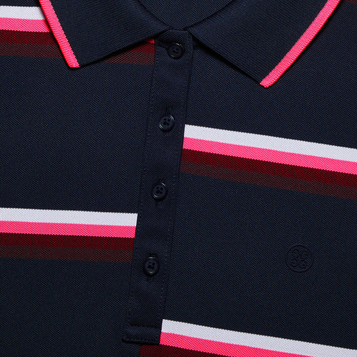 G/FORE WOMENS OFFSET STRIPE TECH PIQUÉ POLO - TWILIGHT