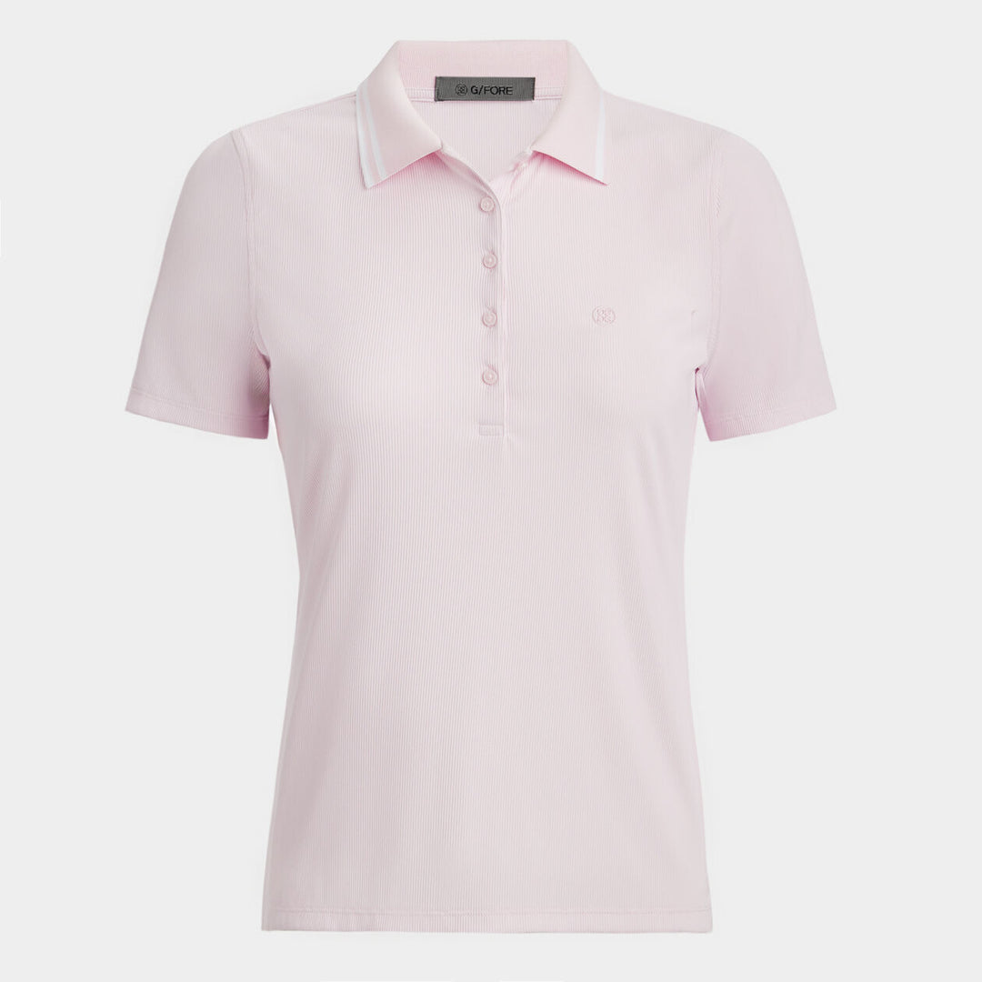 G/FORE WOMENS CONTRAST COLLAR RIBBED TECH NYLON POLO - BLUSH