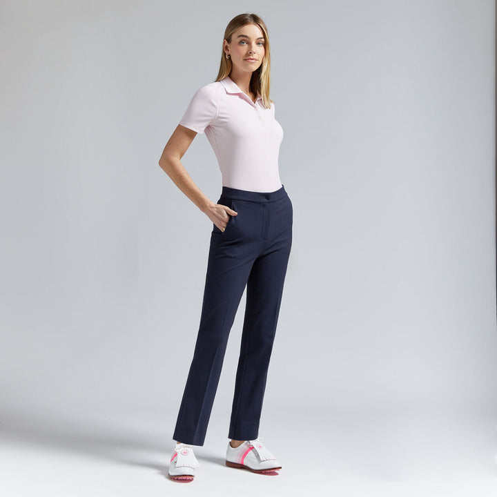 G/FORE WOMENS CONTRAST COLLAR RIBBED TECH NYLON POLO - BLUSH