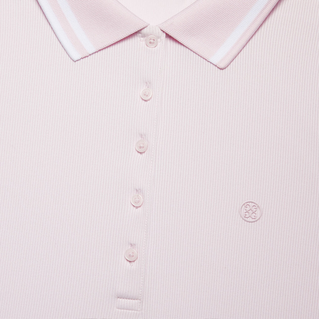 G/FORE WOMENS CONTRAST COLLAR RIBBED TECH NYLON POLO - BLUSH