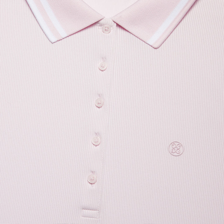 G/FORE WOMENS CONTRAST COLLAR RIBBED TECH NYLON POLO - BLUSH