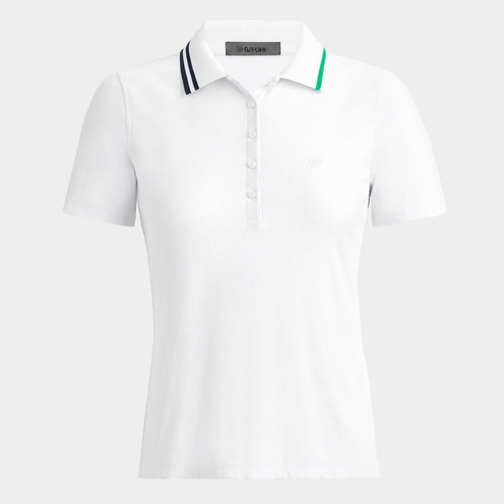 G/FORE WOMENS CONTRAST COLLAR RIBBED TECH NYLON POLO - SNOW