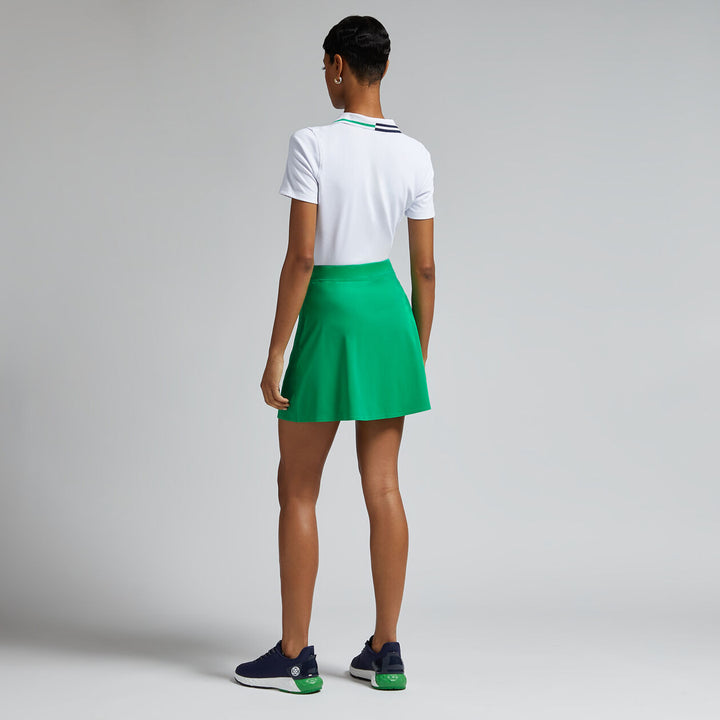 G/FORE WOMENS CONTRAST COLLAR RIBBED TECH NYLON POLO - SNOW