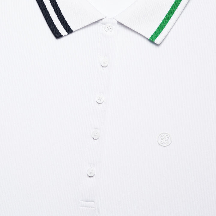 G/FORE WOMENS CONTRAST COLLAR RIBBED TECH NYLON POLO - SNOW