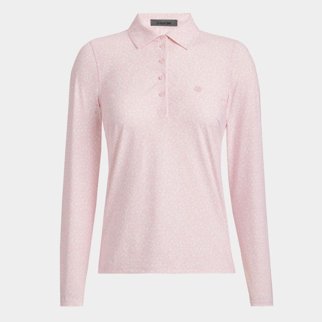 G/FORE WOMENS GARDEN SILKY TECH NYLON LONG SLEEVE POLO - BLUSH