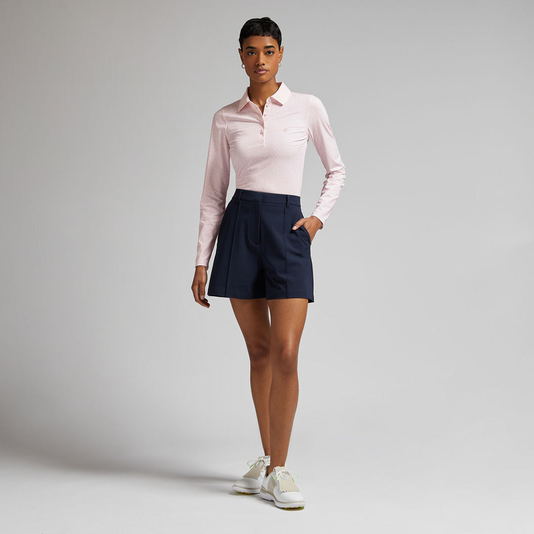 G/FORE WOMENS GARDEN SILKY TECH NYLON LONG SLEEVE POLO - BLUSH