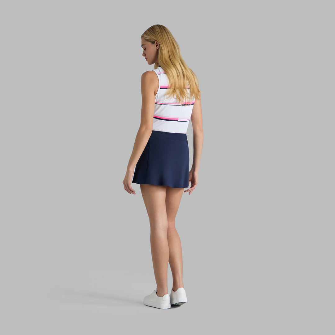 G/FORE WOMENS TECH PIQUÉ ENGINEERED STRIPE PERFORMANCE POLO - SNOW