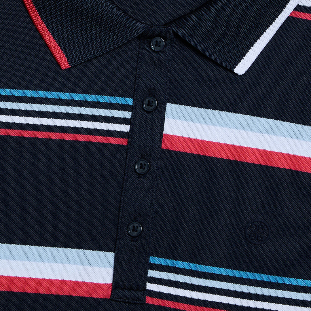 G/FORE WOMENS TECH PIQUÉ ENGINEERED STRIPE PERFORMANCE POLO - TWILIGHT