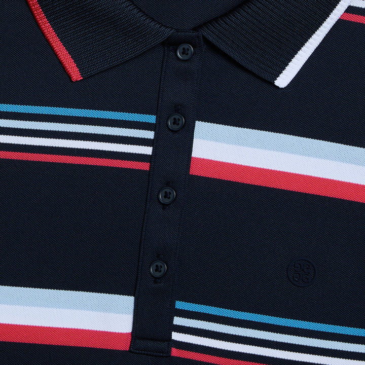 G/FORE WOMENS TECH PIQUÉ ENGINEERED STRIPE PERFORMANCE POLO - TWILIGHT