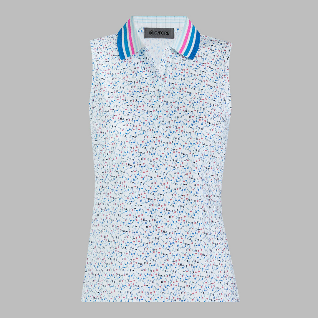 G/FORE WOMENS AYE POPPY SILKY TECH NYLON SLEEVELESS POLO - SNOW