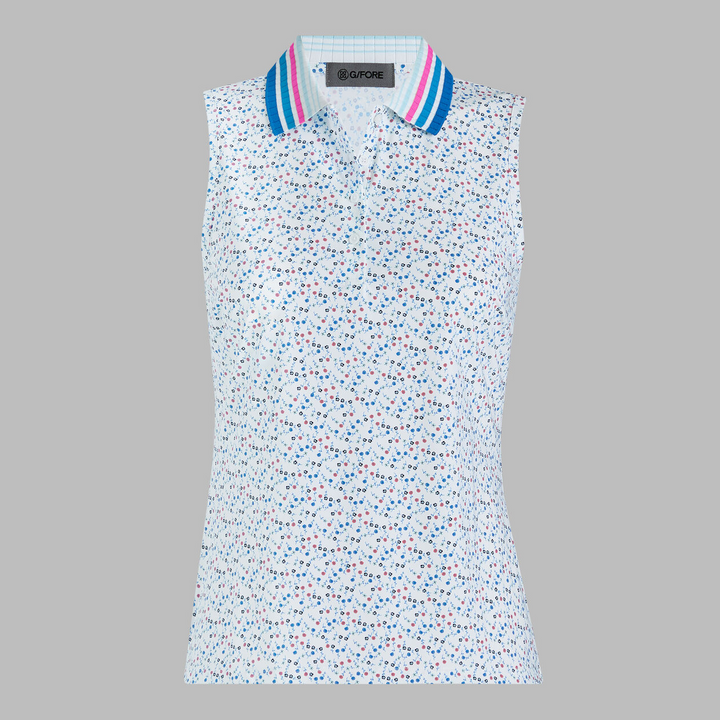 G/FORE WOMENS AYE POPPY SILKY TECH NYLON SLEEVELESS POLO - SNOW