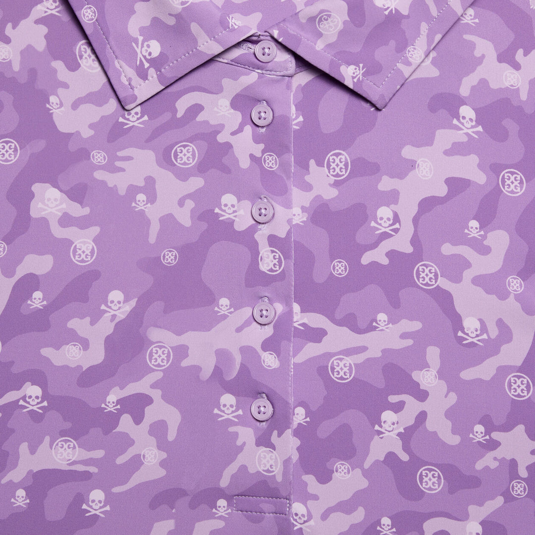 G/FORE WOMENS ICON CAMO SOFT TECH JERSEY SLEEVELESS POLO - IRIS