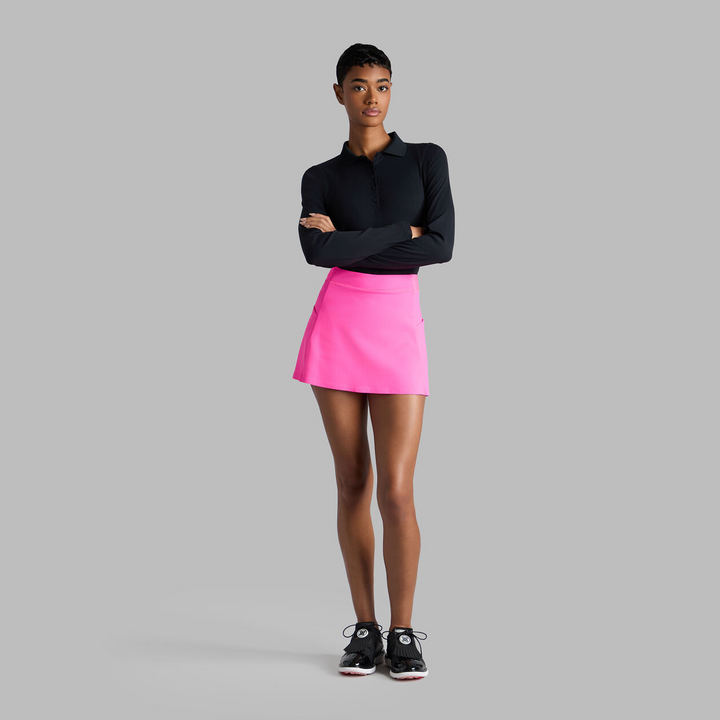 G/FORE WOMENS RIBBED TECH NYLON LONG SLEEVE POLO - ONYX