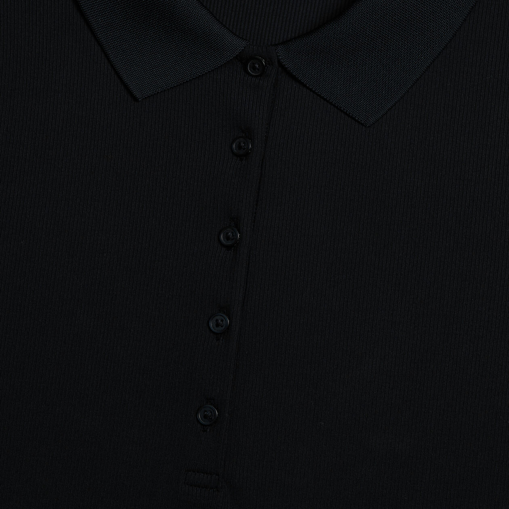 G/FORE WOMENS RIBBED TECH NYLON LONG SLEEVE POLO - ONYX