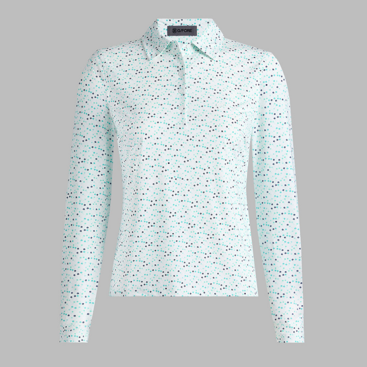 G/FORE WOMENS AYE POPPY SILKY TECH NYLON LONG SLEEVE POLO - SIREN
