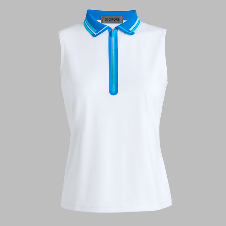 G/FORE WOMENS RIB COLLAR TECH PIQUÉ SLEEVELESS POLO - LISBON