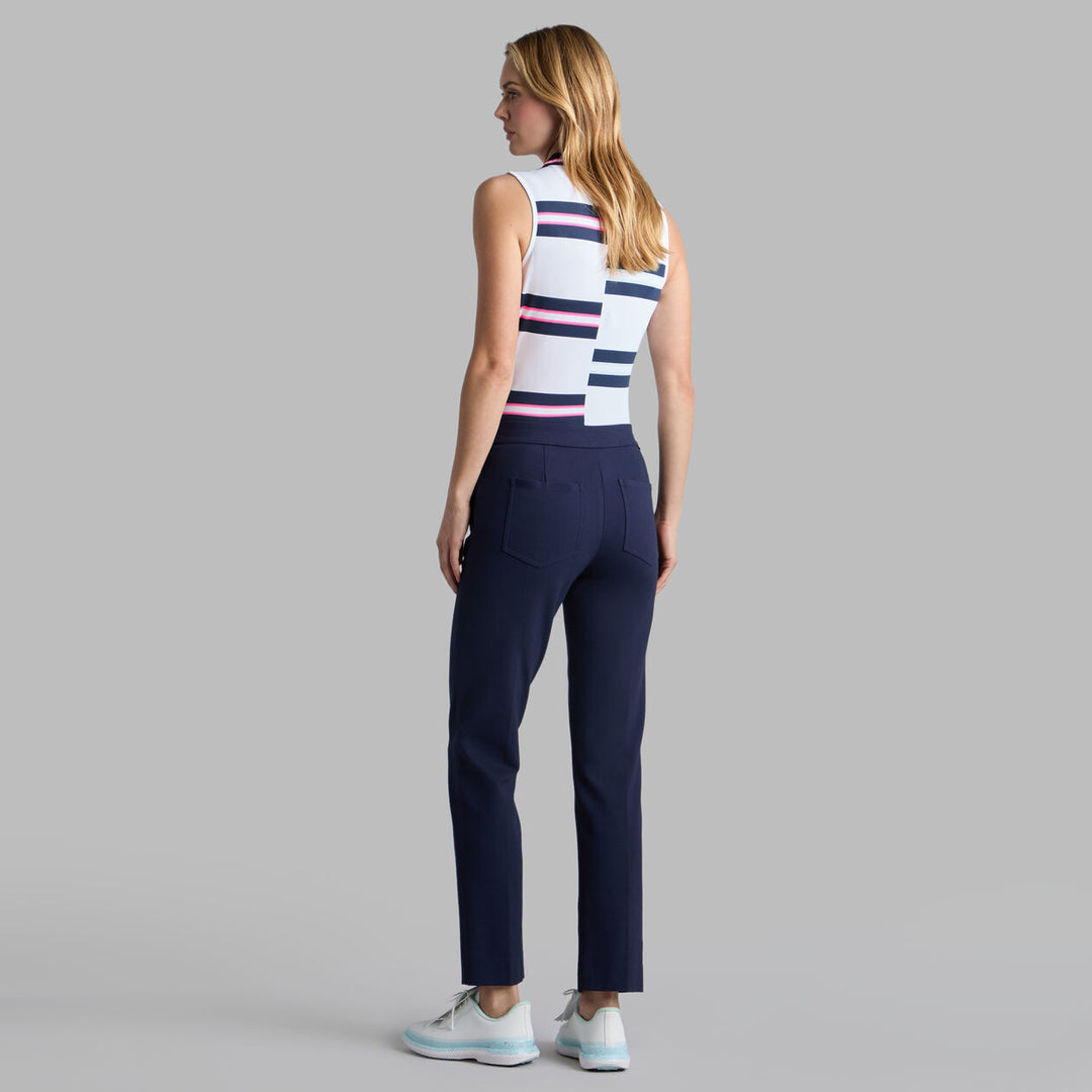 G/FORE WOMENS TECH PIQUÉ ENGINEERED STRIPE POLO - SNOW