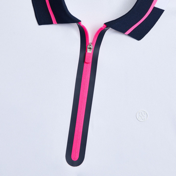 G/FORE WOMENS CONTRAST PANEL TECH PIQUÉ POLO - SNOW