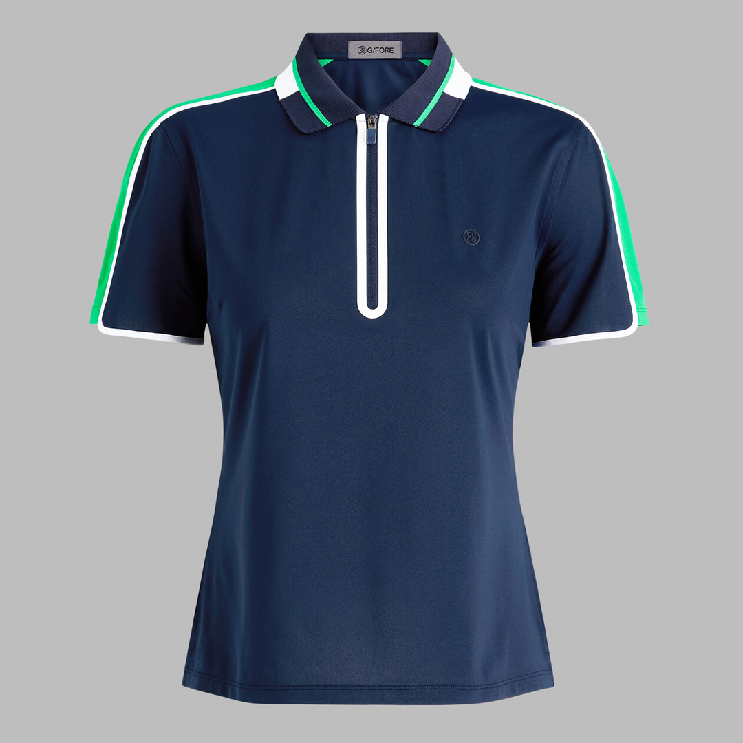 G/FORE WOMEN'S CONTRAST SLEEVE TECH PIQUÉ 1/4 ZIP POLO - TWILIGHT