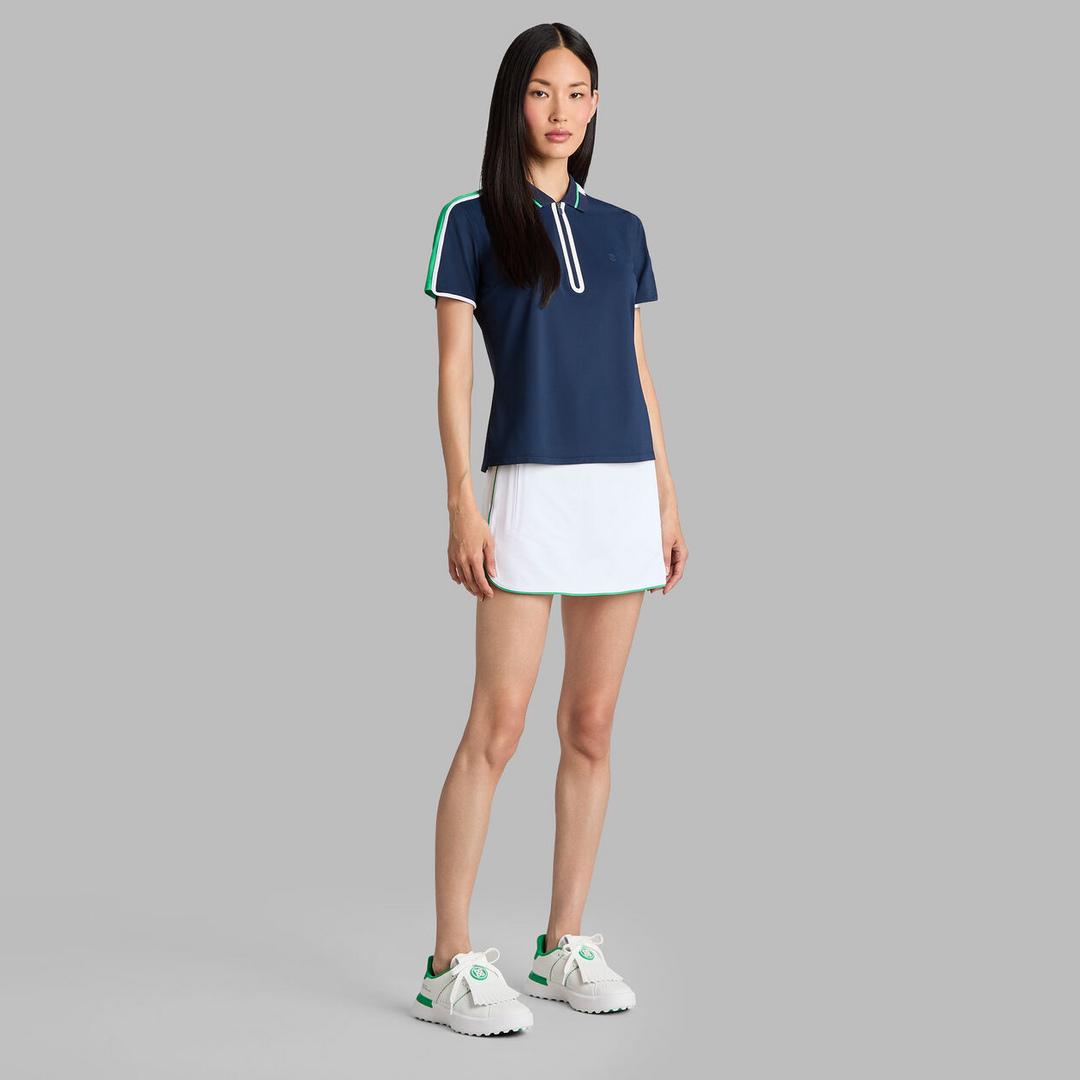 G/FORE WOMEN'S CONTRAST SLEEVE TECH PIQUÉ 1/4 ZIP POLO - TWILIGHT