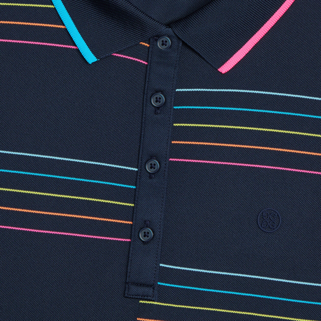 G/FORE WOMENS SPLIT STRIPE TECH PIQUÉ SLEEVELESS POLO - TWILIGHT