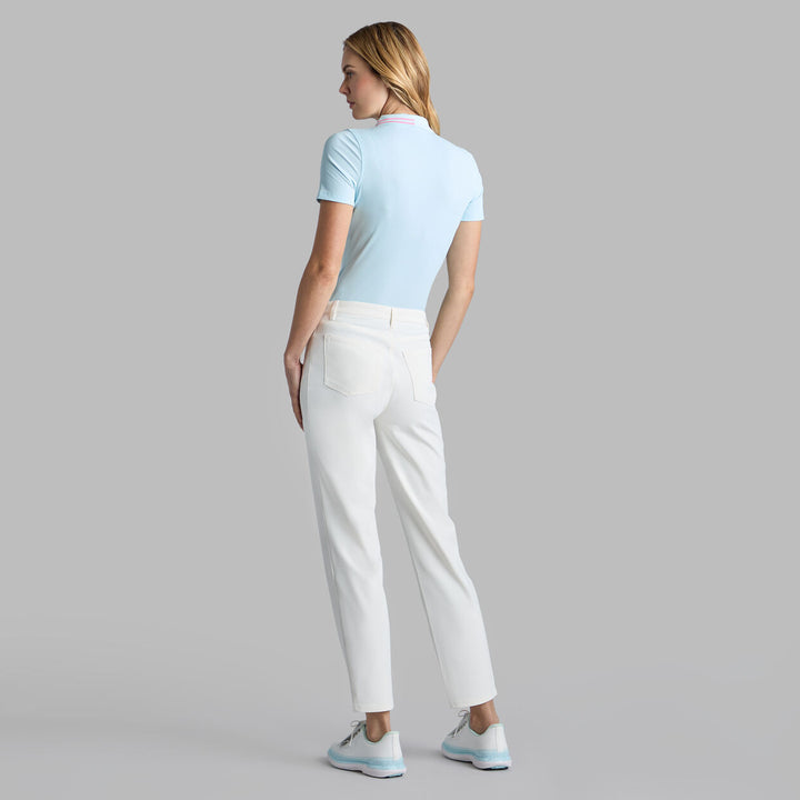 G/FORE WOMENS CHECKERED COLLAR RIBBED TECH POLO - DAYBREAK